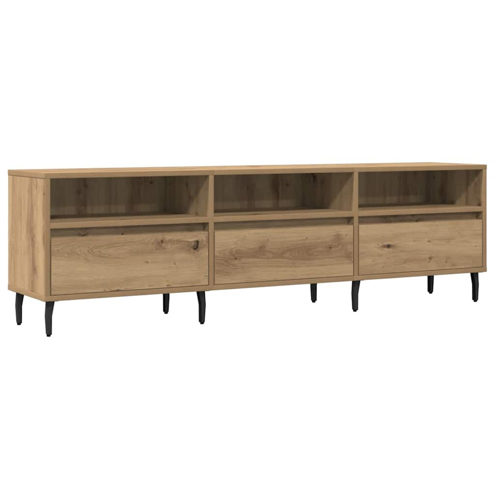 vidaXL 3 Door 3 Shelf Artisan Oak Wide TV Cabinet Image 2