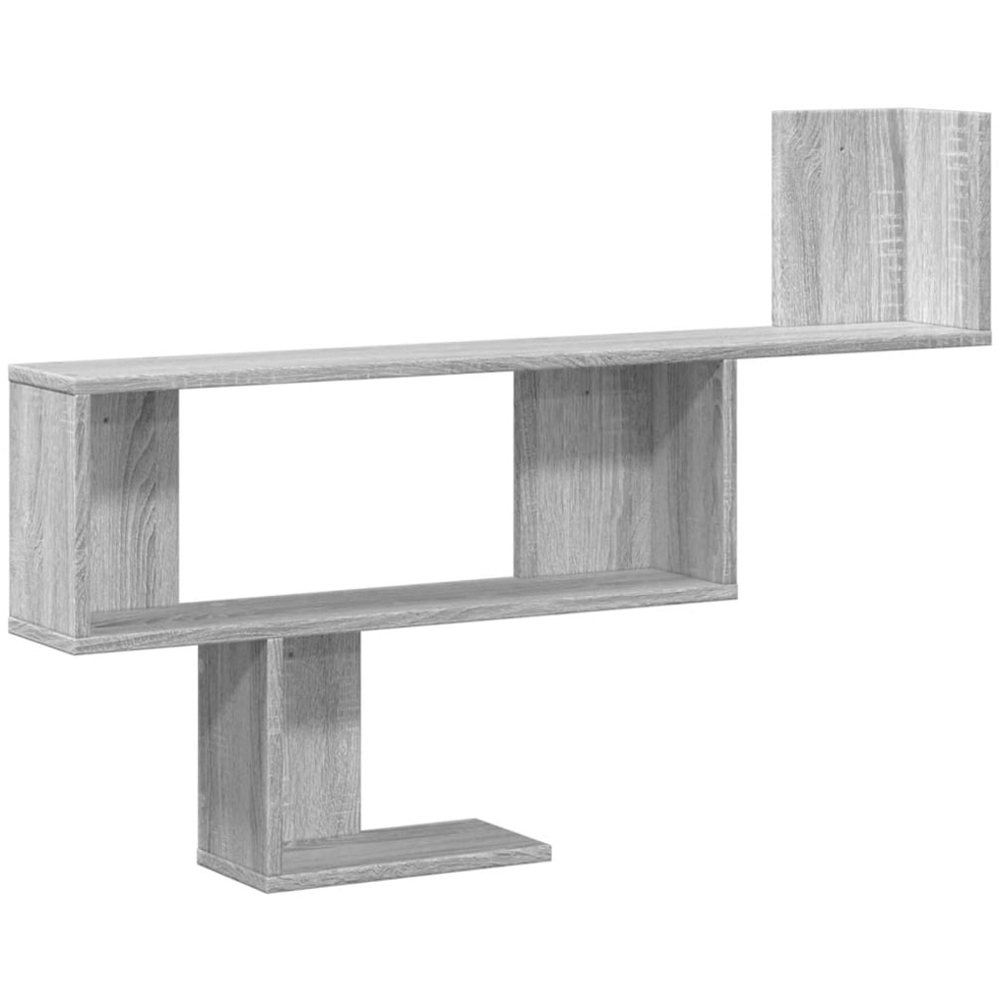 vidaXL 3 Shelf Grey Sonoma Floating Wall Shelf Image 1