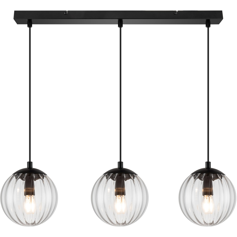 Cosylyte Kingston 3 Light Clear Ribbed Glass Bar Pendant Light Image 3