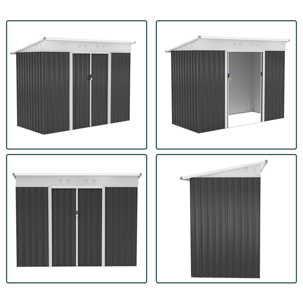 Outsunny 7 x 4ft Dark Grey Double Sliding Door Garden Storage Shed Image 4
