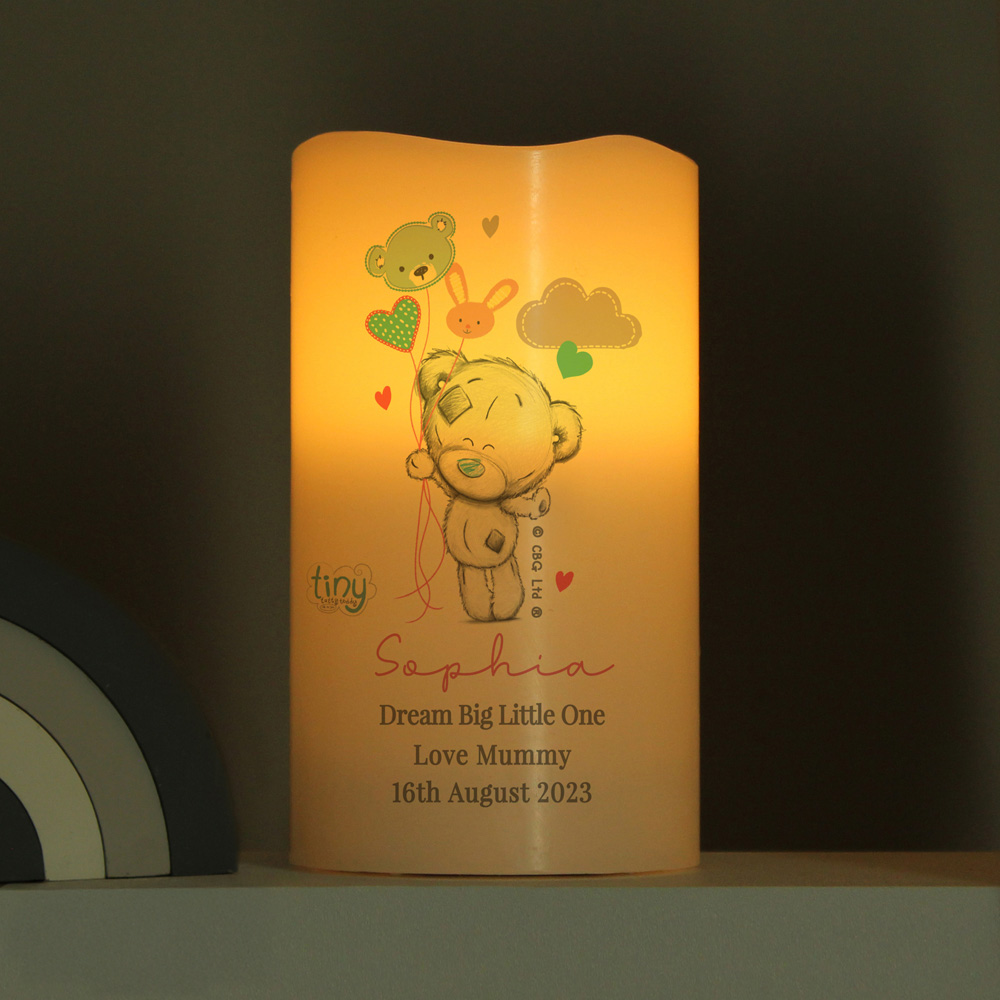 Personalised Memento Tiny Tatty Teddy Dream Big Pink Nightlight LED Candle Image 2