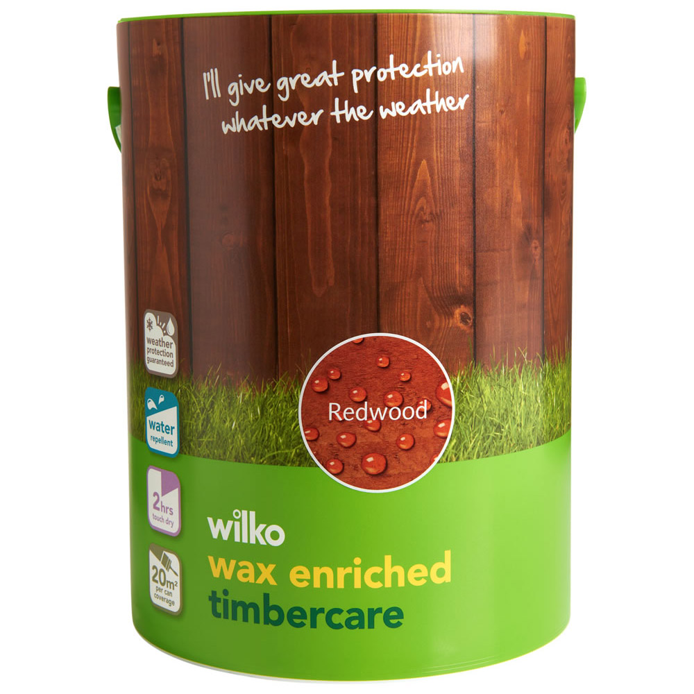 Wilko Wax Enriched Timbercare Redwood Wood Paint 5L Image 2
