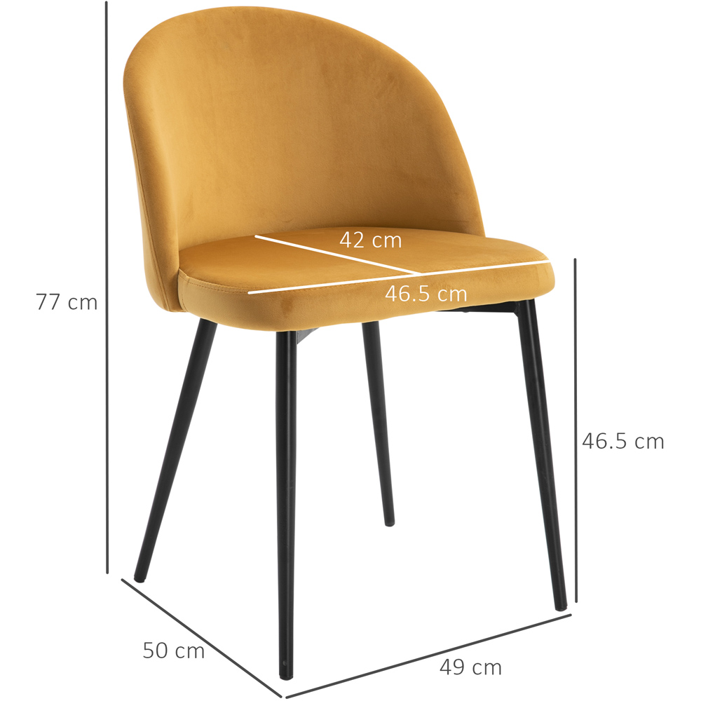 Portland Set of 2 Yellow Fabric Dining Chair Image 8