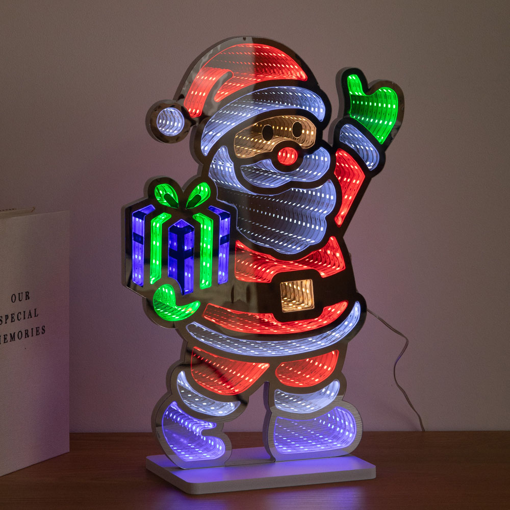 Samuel Alexander LED Santa Infinity Mirror Christmas Decoration 40cm Image 1