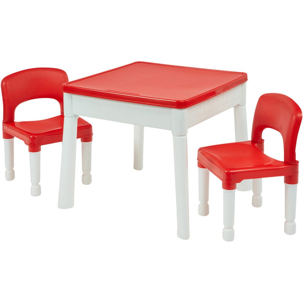 Liberty House Toys Kids 6-in-1 Red and White Activity Table and 2 Chairs Set Image 2