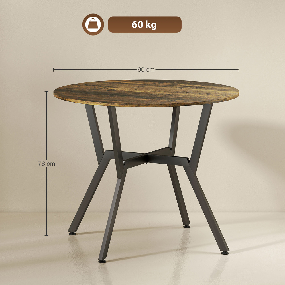 Portland 2 Seater Rustic Brown Wood Effect Small Dining Table Image 9
