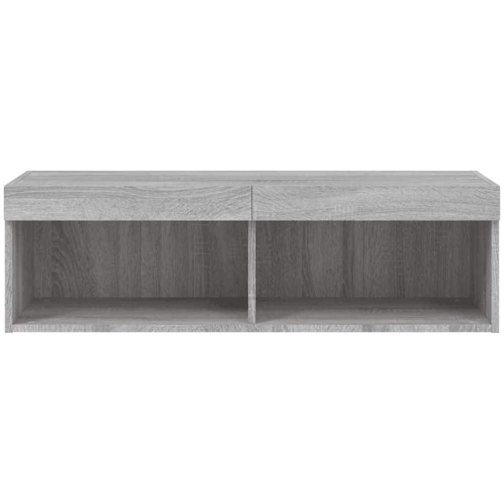 vidaXL 2 Shelf Grey Sonoma Wall Mounted TV Cabinet with LED Lights Image 5