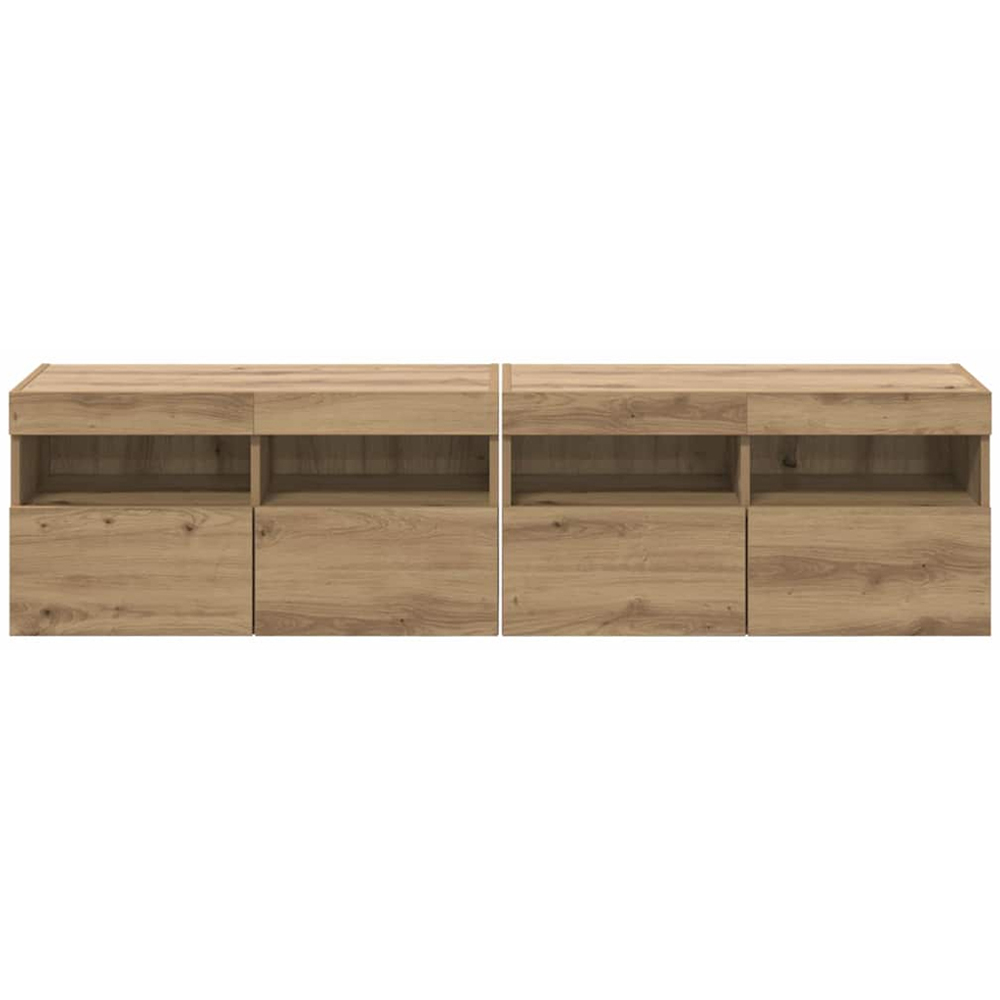 vidaXL 2 Door 2 Shelf Artisan Oak Wall Mounted TV Cabinet with LED Light 2 Pack Image 8