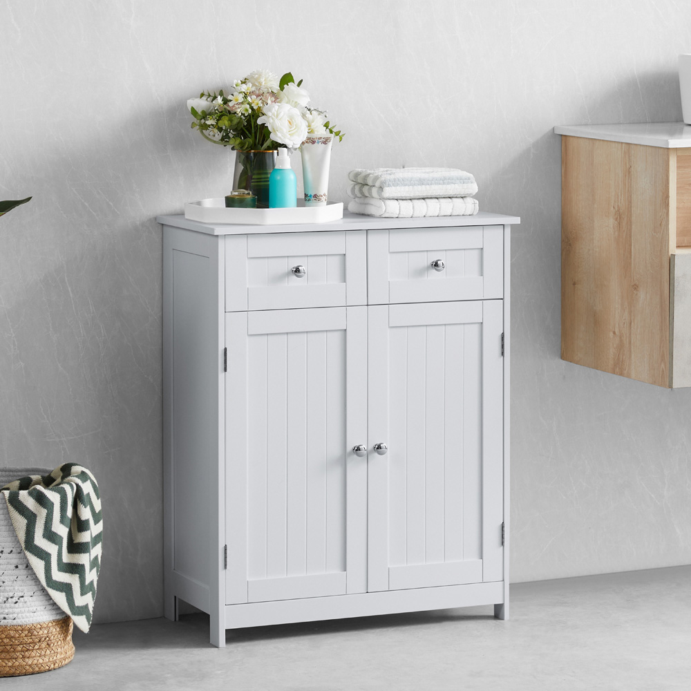 BATH VIDA Priano White 2 Drawer 2 Door Floor Cabinet Image 3