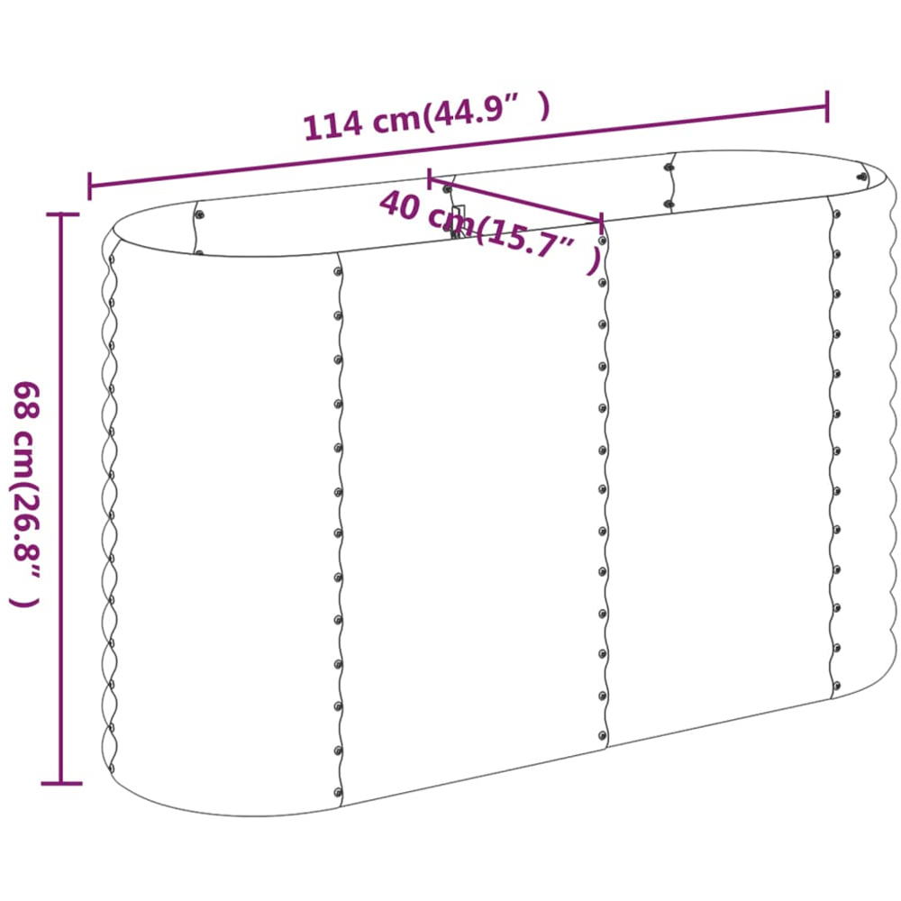 vidaXL Green Galvanised Steel Raised Garden Bed 68 x 40 x 114cm Image 5