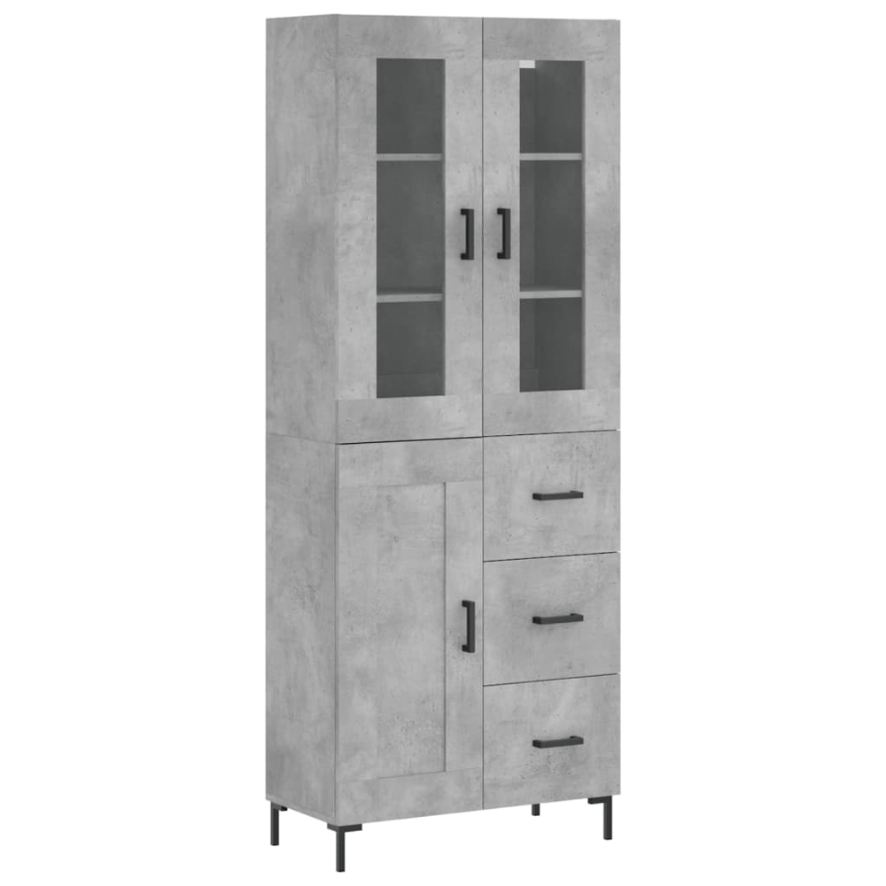 vidaXL 3 Door 3 Drawer Concrete Grey Highboard Image 2