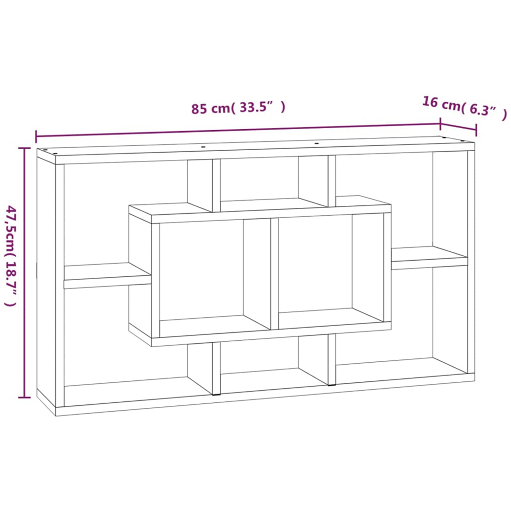 vidaXL 8 Compartment Smoked Oak Wall Shelf Image 7