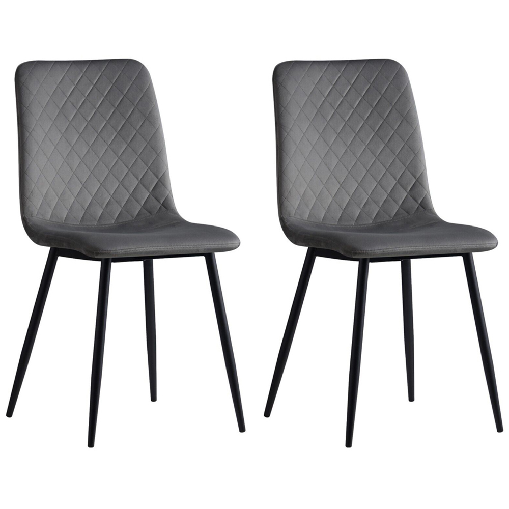 Lexi Set of 4 Grey Velvet Fabric Dining Chairs Image 4