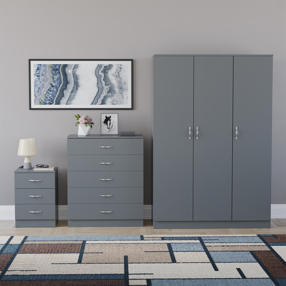 VIDA DESIGNS Riano Grey 3 Piece Bedroom Furniture Set Image 2