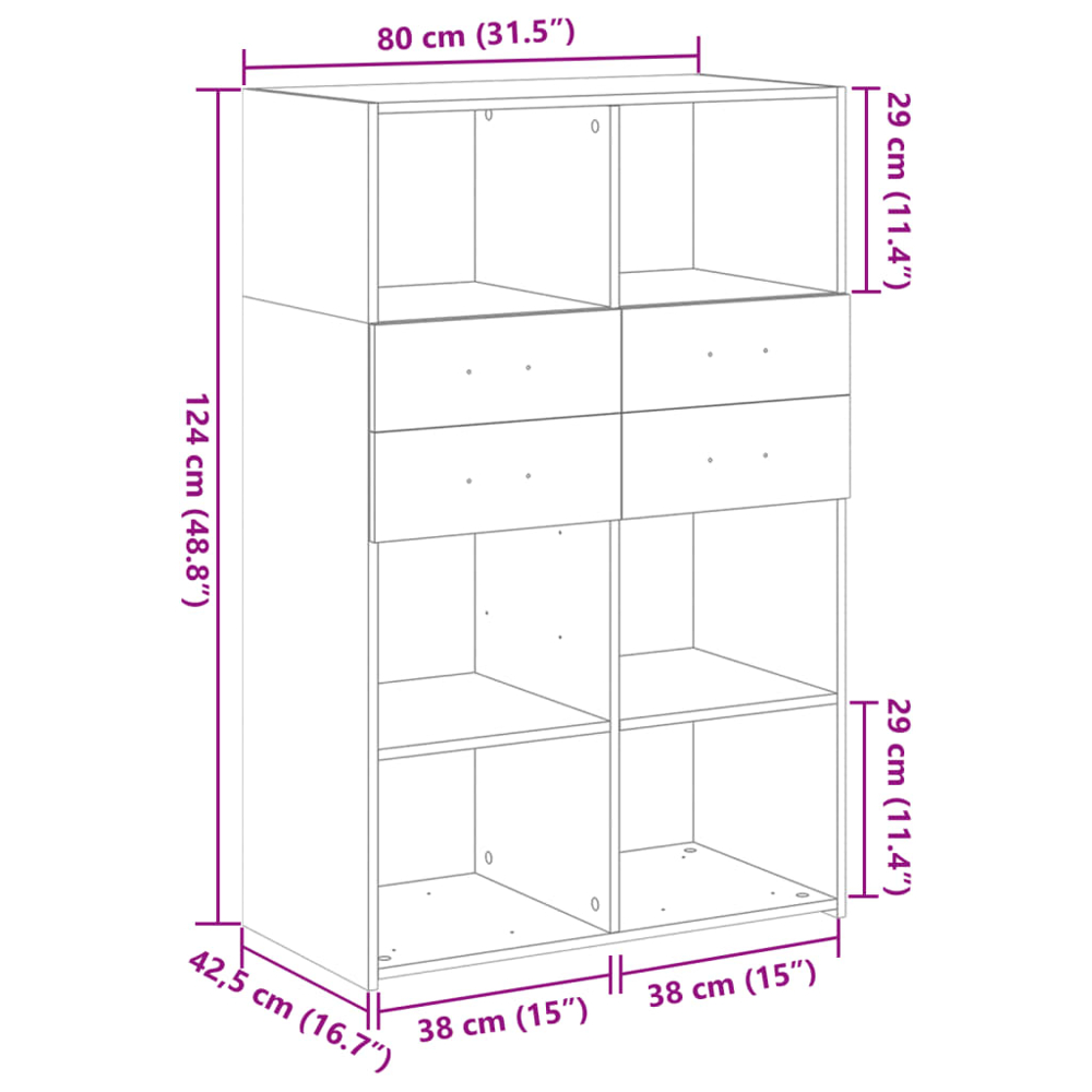 vidaXL 4 Drawer 6 Shelf Brown Oak Highboard Image 9
