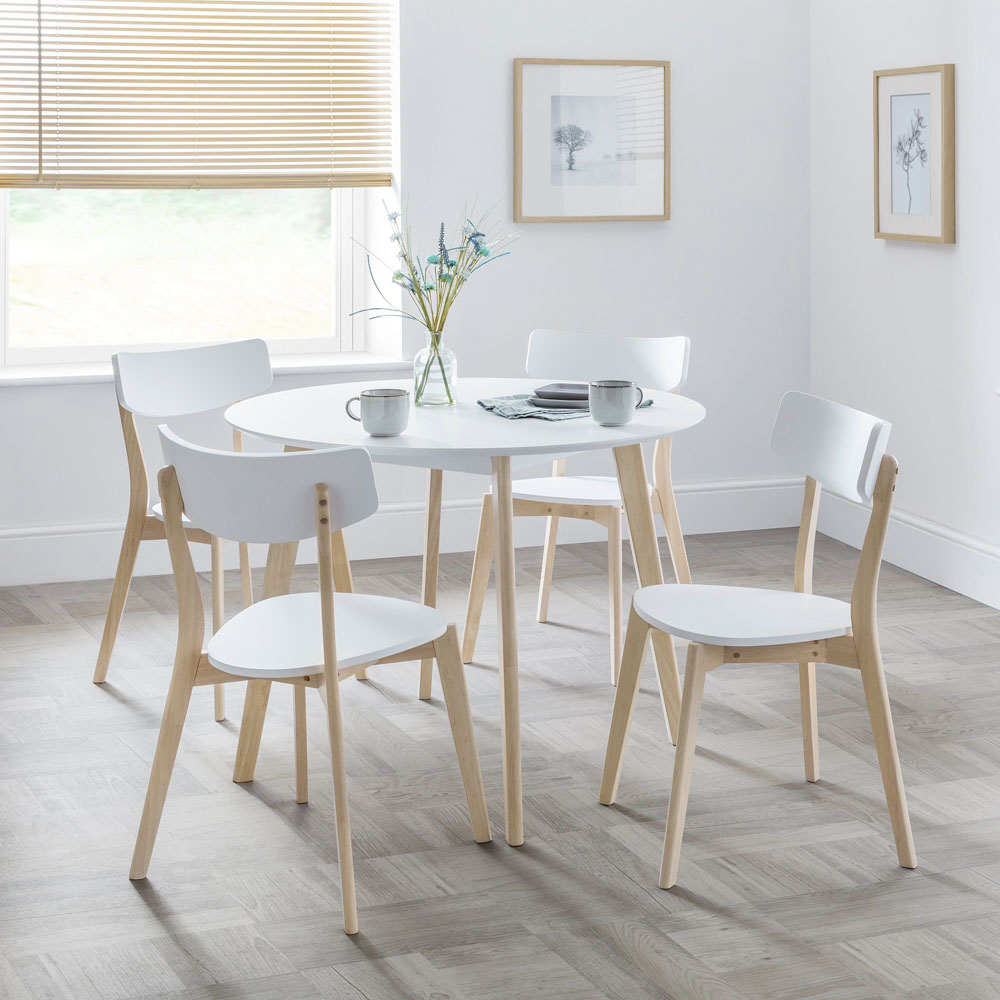 Julian Bowen Casa 4 Seater Round Dining Table White and Oak Image 6
