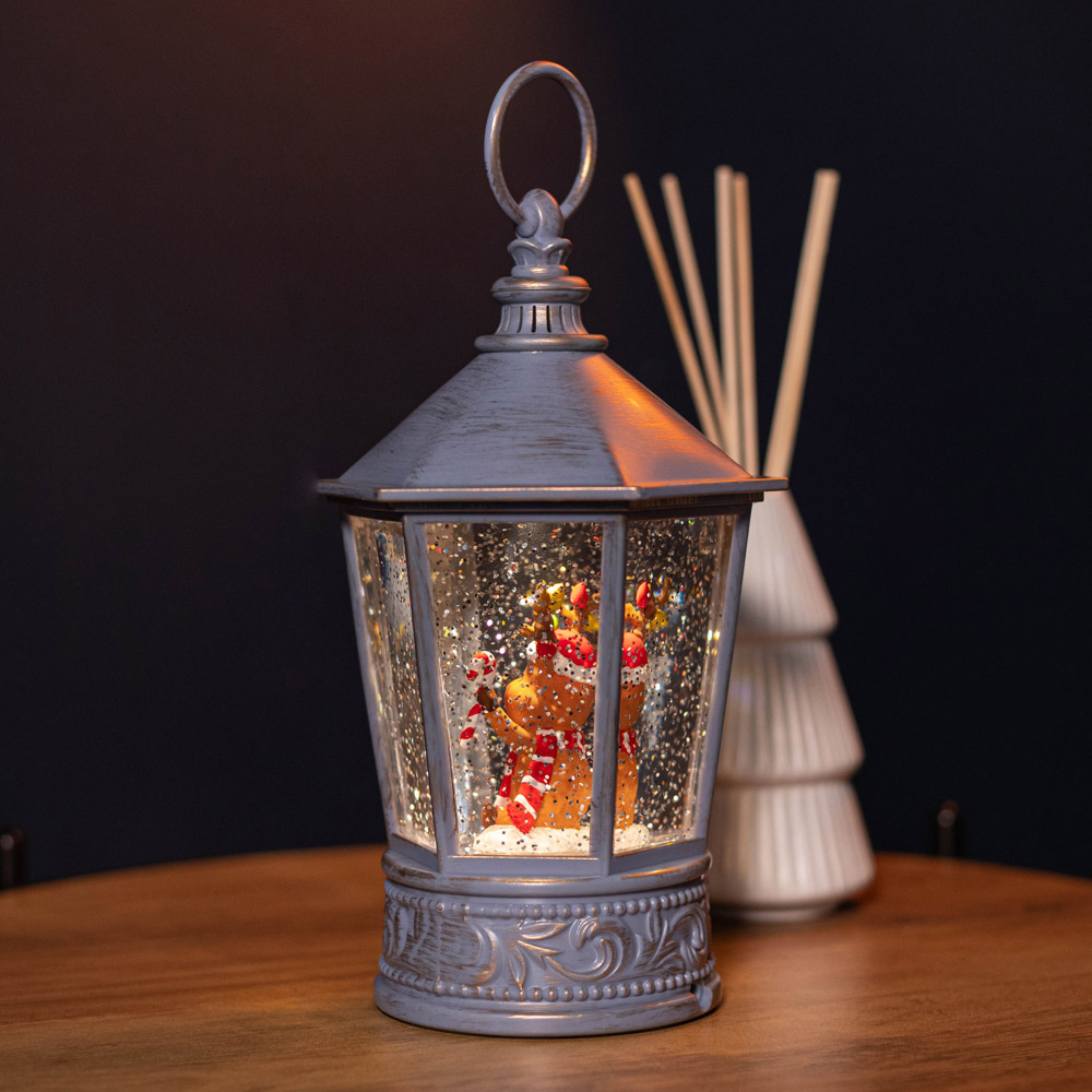 Samuel Alexander Blue Water Spinner Cute Reindeer Scene Lantern Christmas Decoration 26cm Image 3