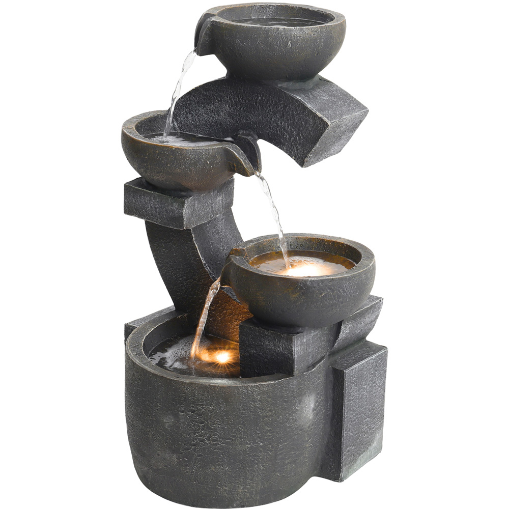 Living and Home 3 Tier LED Cascading Bowl Outdoor Water Fountain Image 1