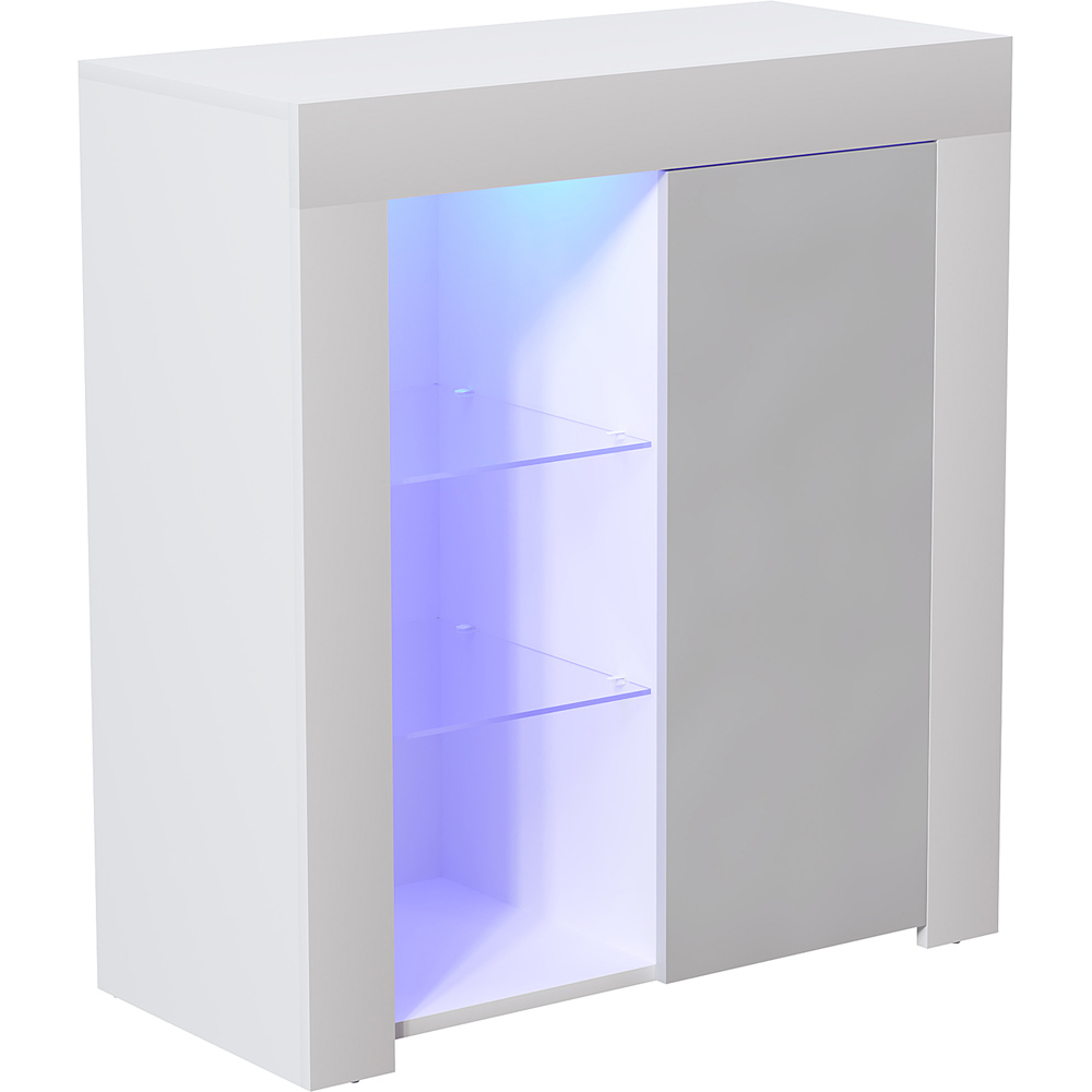 Vida Designs Azura Single Door White and Grey Sideboard with LED Image 2