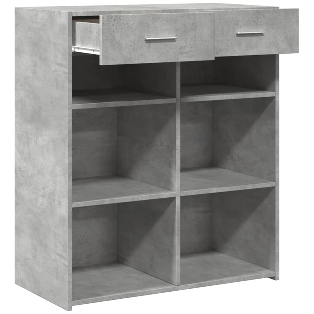 vidaXL 2 Drawer 6 Shelf Concrete Grey Wooden Sideboard Image 8