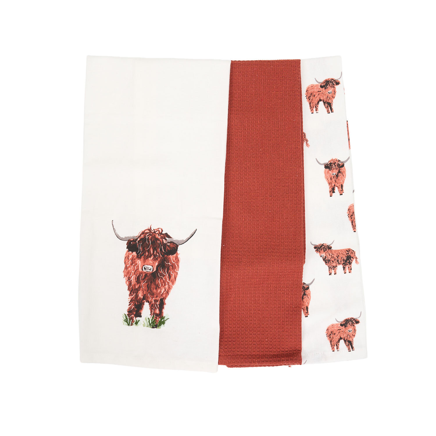 Pack of 3 Highland Cow Design Tea Towels Image 3