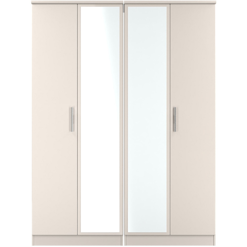 Crowndale Knightsbridge 4 Door Kashmir Gloss Tall Mirror Wardrobe Ready Assembled Image 2