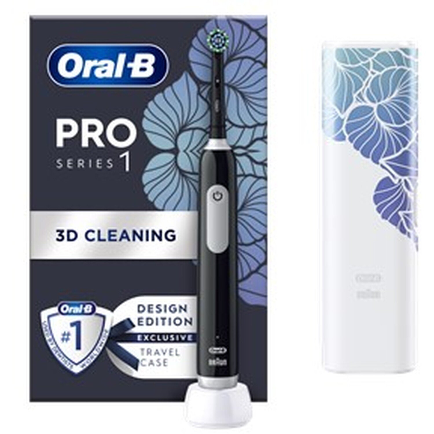 Oral-B Pro 1 Cross Action Toothbrush with Travel Case - Black Image
