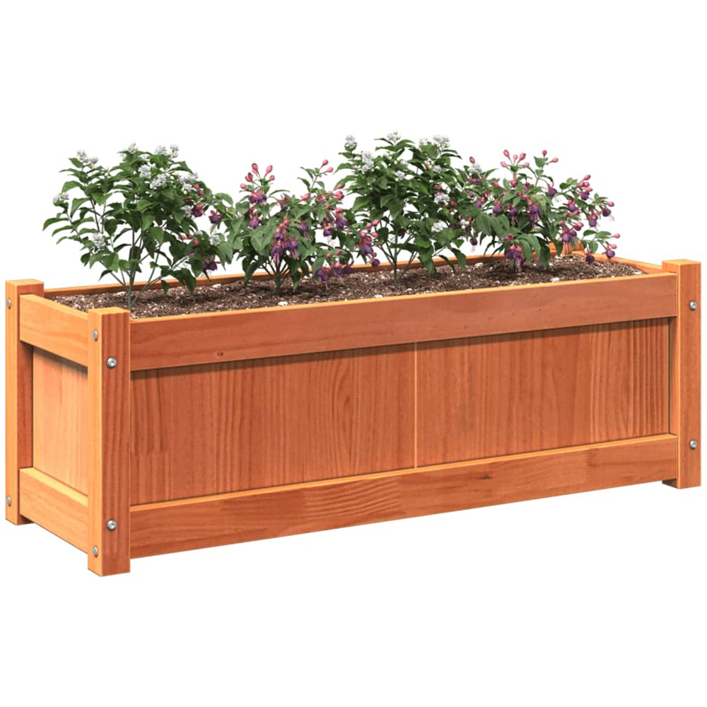 vidaXL Wax Brown Solid Pine Wood Garden Planter 31 x 90 x 31cm Image 3