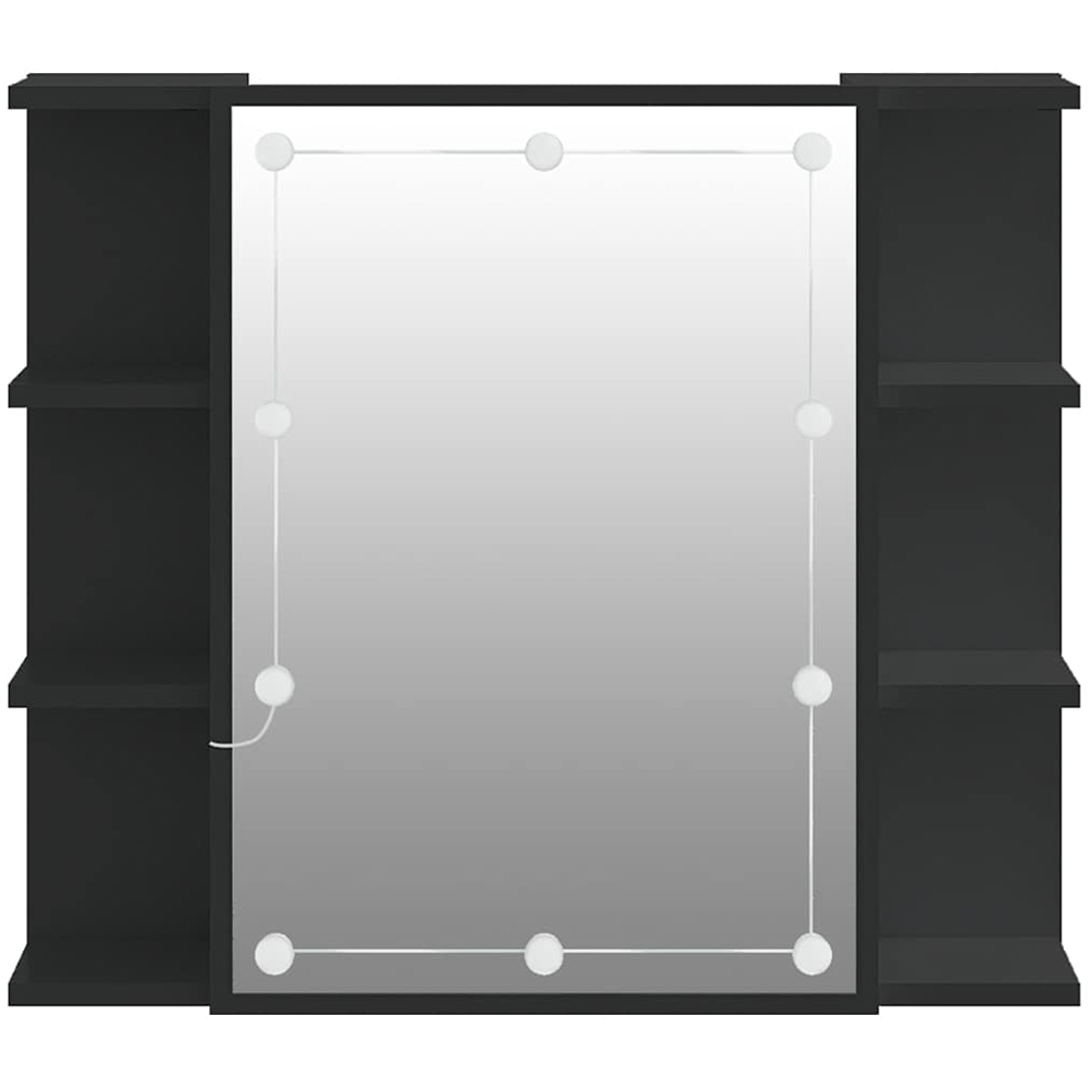 vidaXL Single Door 6 Shelf LED Black Mirror Cabinet Image 5