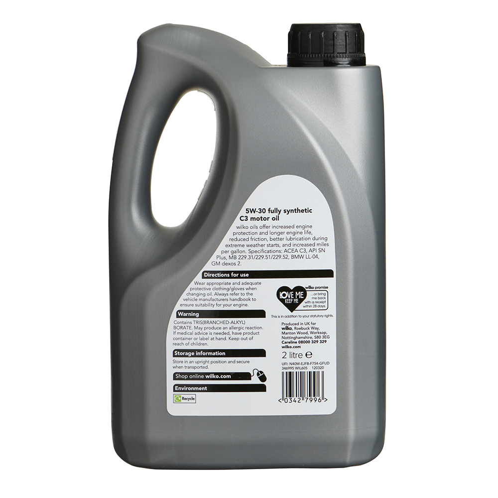 Wilko 2L 5W30 Fully Synthetic Long Life Motor Oil Image 3