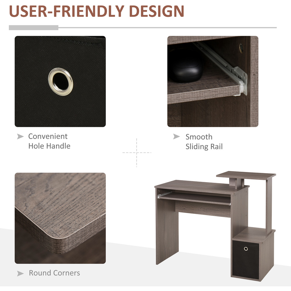 Portland Compact Computer Desk with Sliding Keyboard Grey Image 5