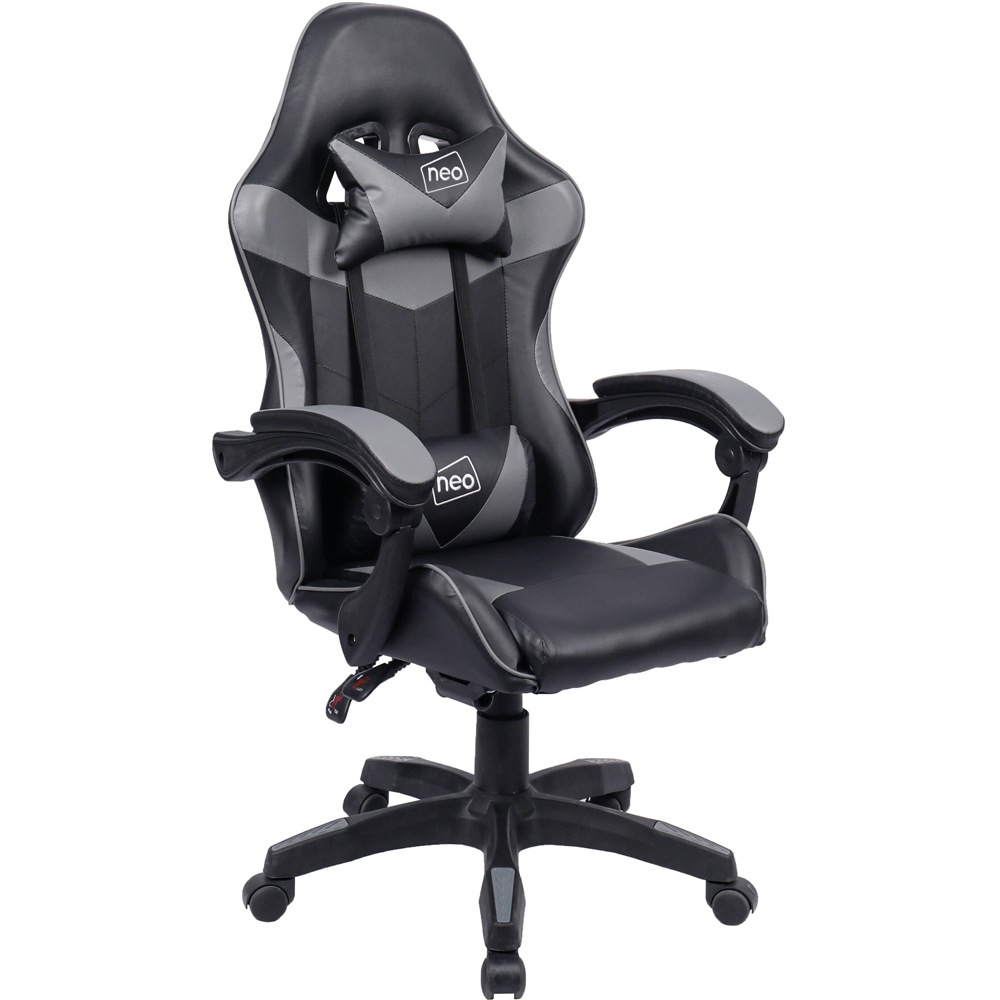 Neo Black and Grey PU Leather Swivel Office Chair Image 2