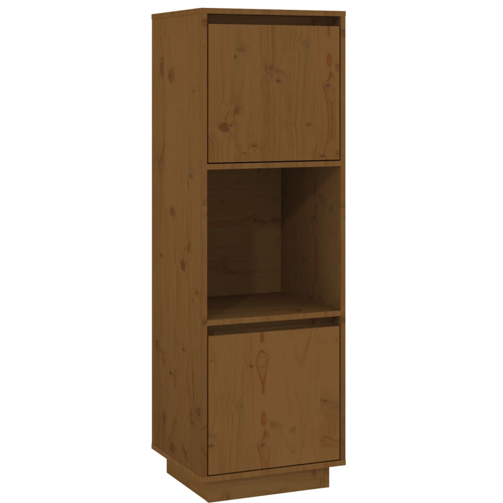 vidaXL 2 Door Single Shelf Honey Brown Pine Wood Highboard Image 2