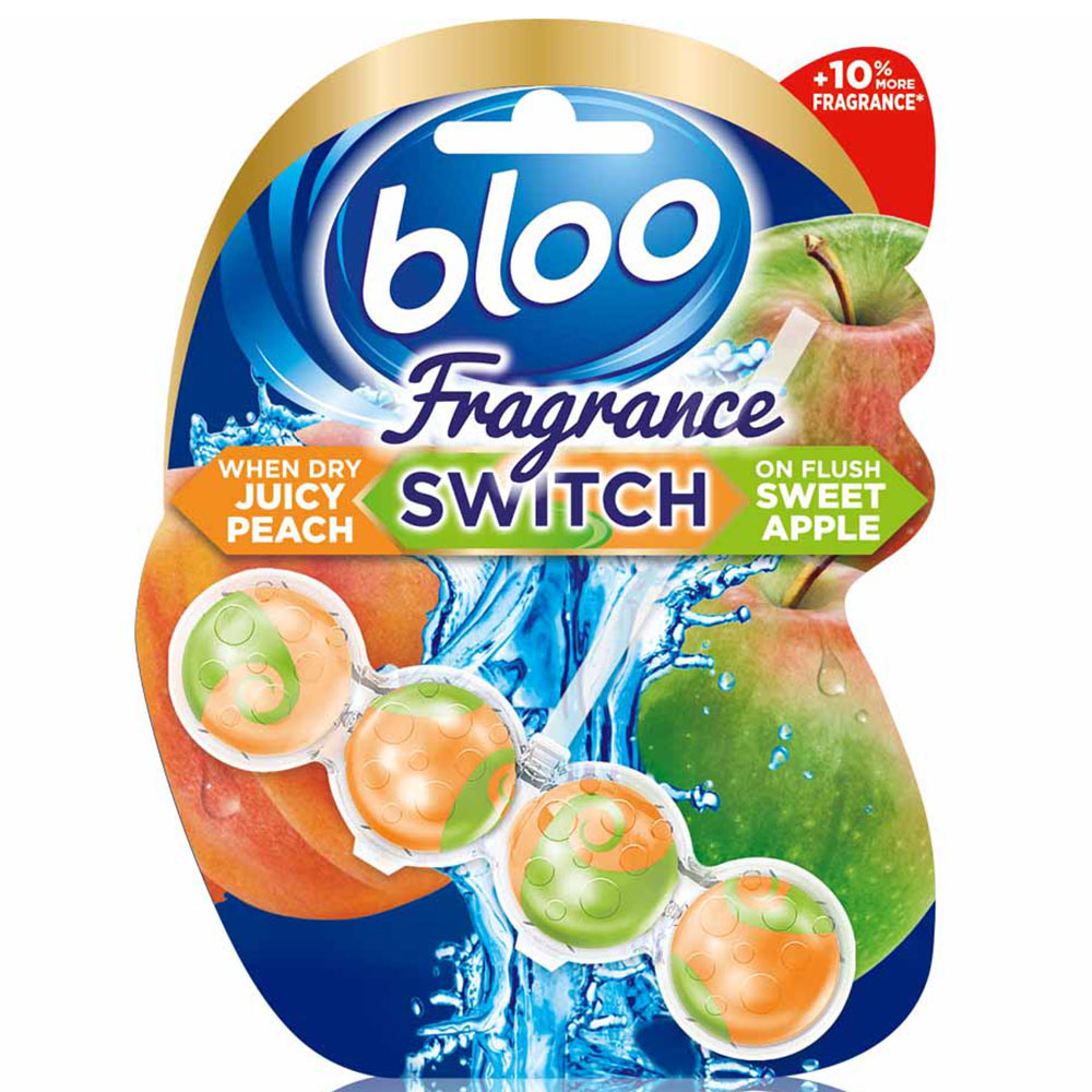 Bloo Fragrance Switch Juicy Peach and Sweet Apple Toilet Rim Block 50g Image 1