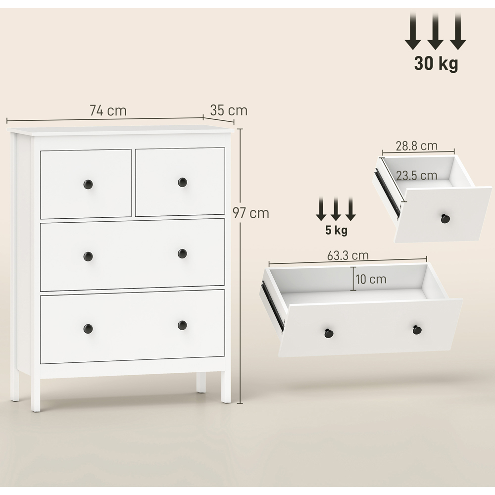 Portland 4 Drawer White Chest of Drawers Image 9