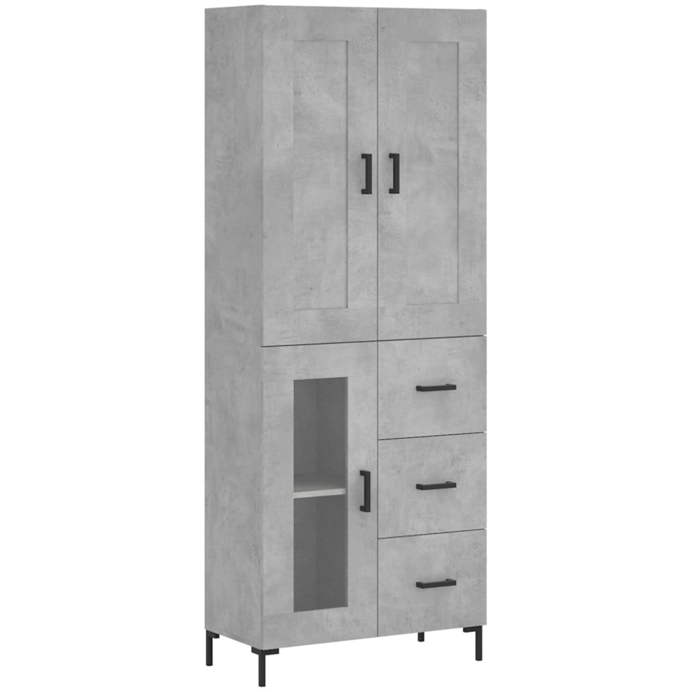 vidaXL 3 Door 3 Drawer Concrete Grey Highboard Image 2