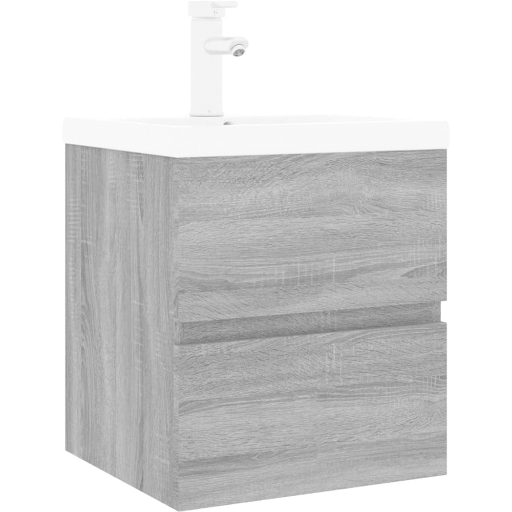 vidaXL 2 Drawer Grey Sonoma and White Sink Cabinet with Basin Image 2