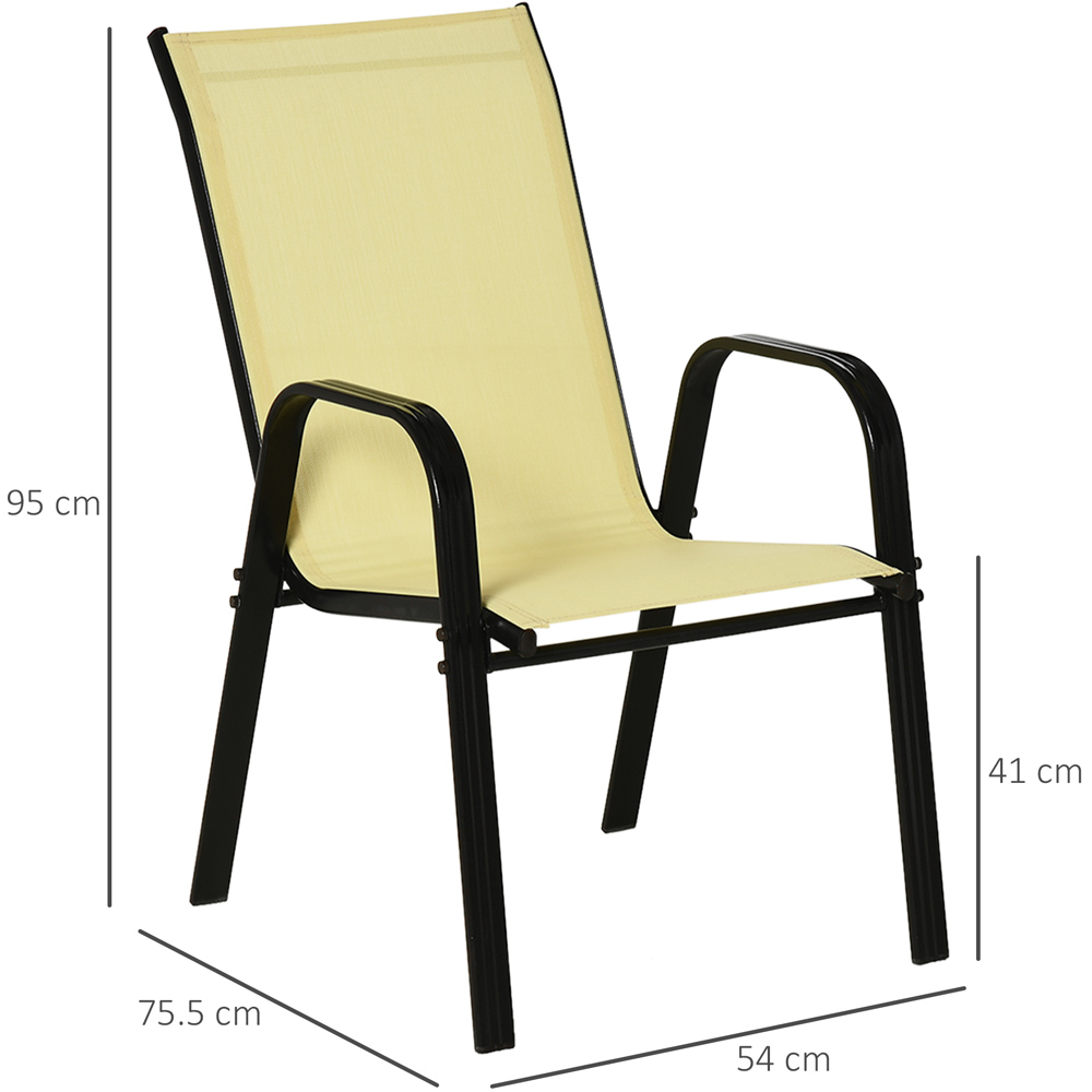 Outsunny Set of 4 Beige Stackable Outdoor Dining Chair Image 8