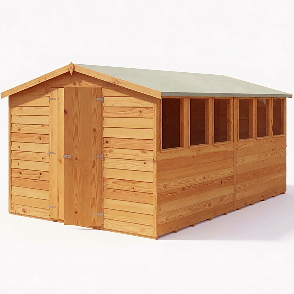 Shire 12 x 8ft Double Door Dip Treated Overlap Apex Shed Image 2