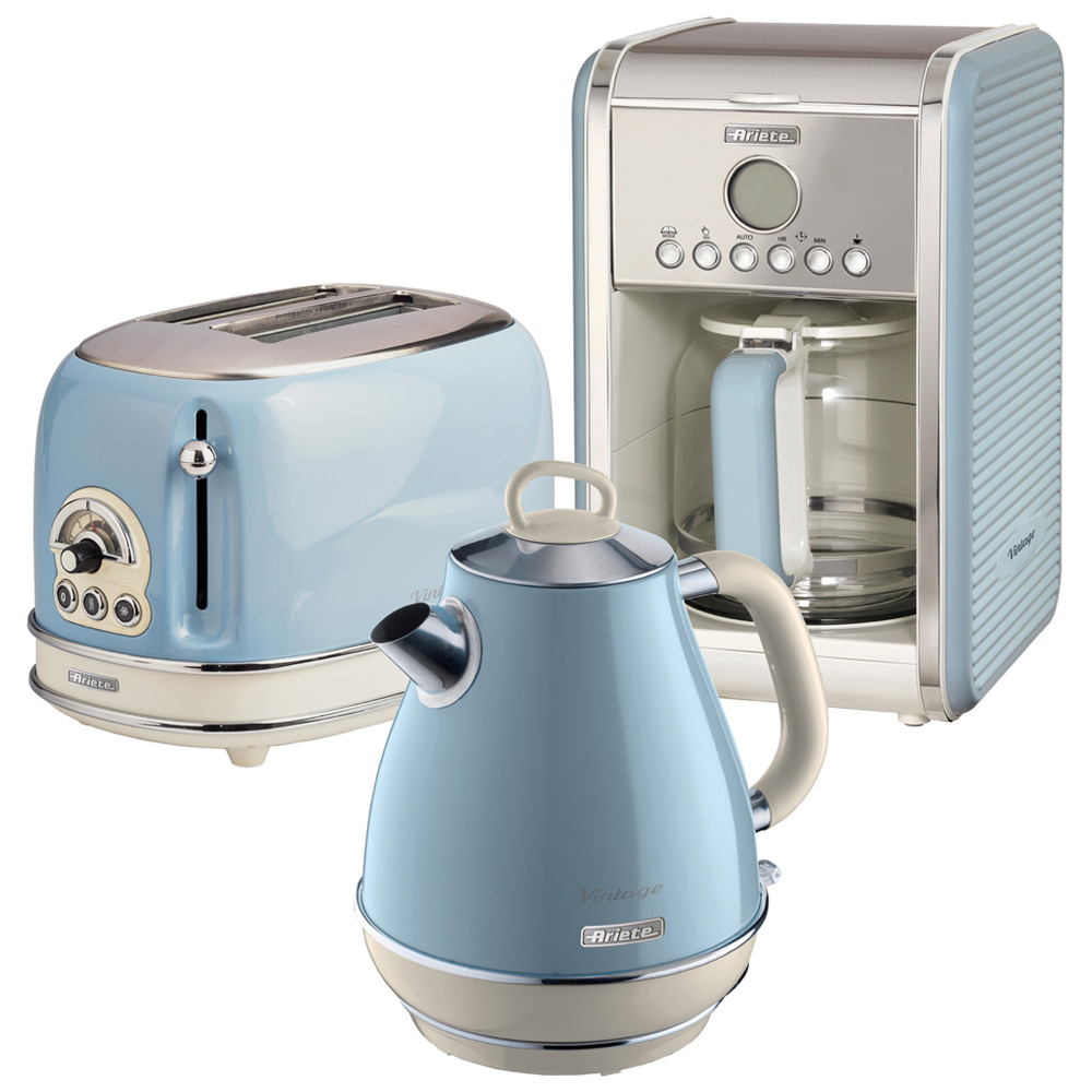 Ariete Vintage ARPK9 2 Slice Toaster Jug Kettle and Filter Coffee Maker Set Image 1