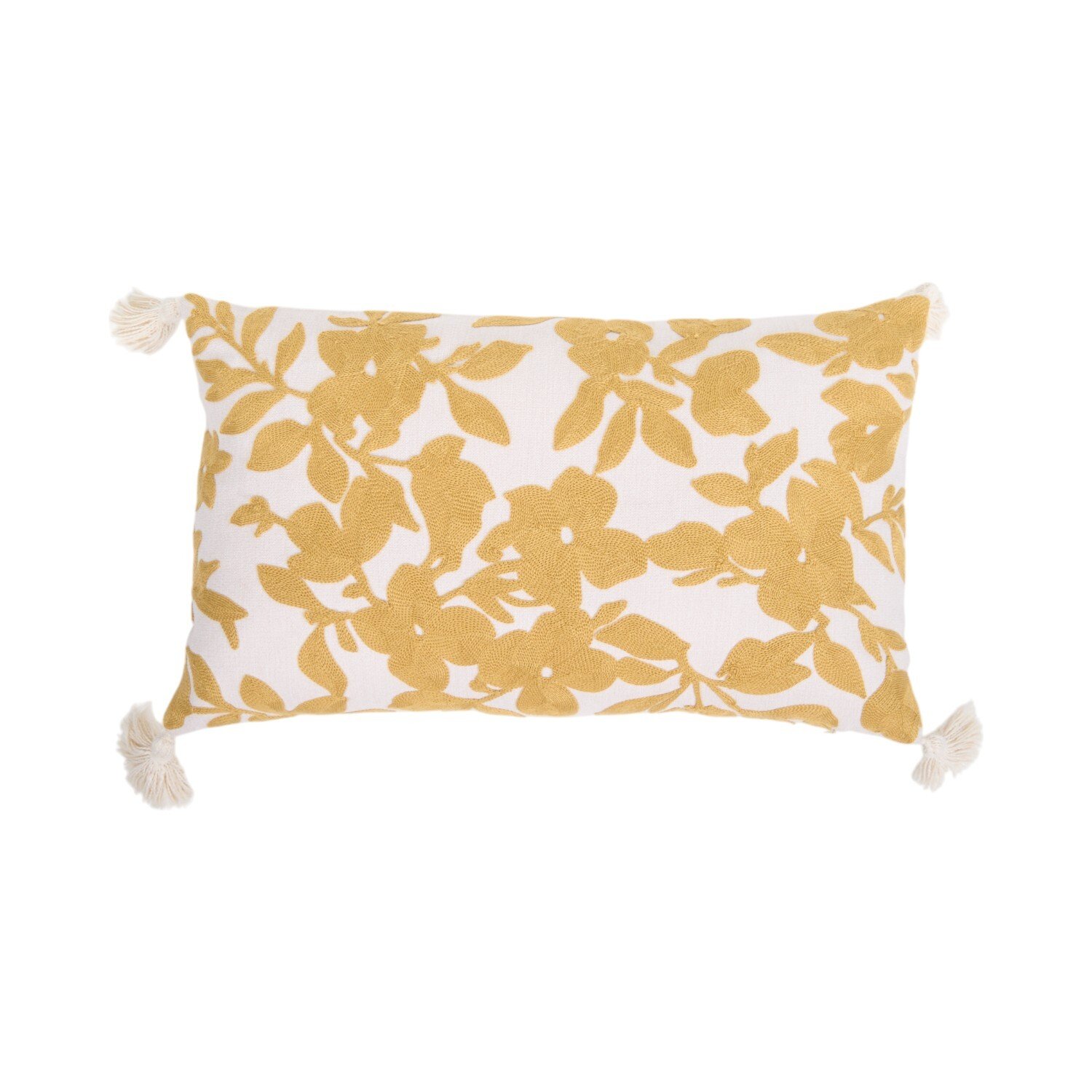 Astbury Floral Cushion White and Mustard Image 1