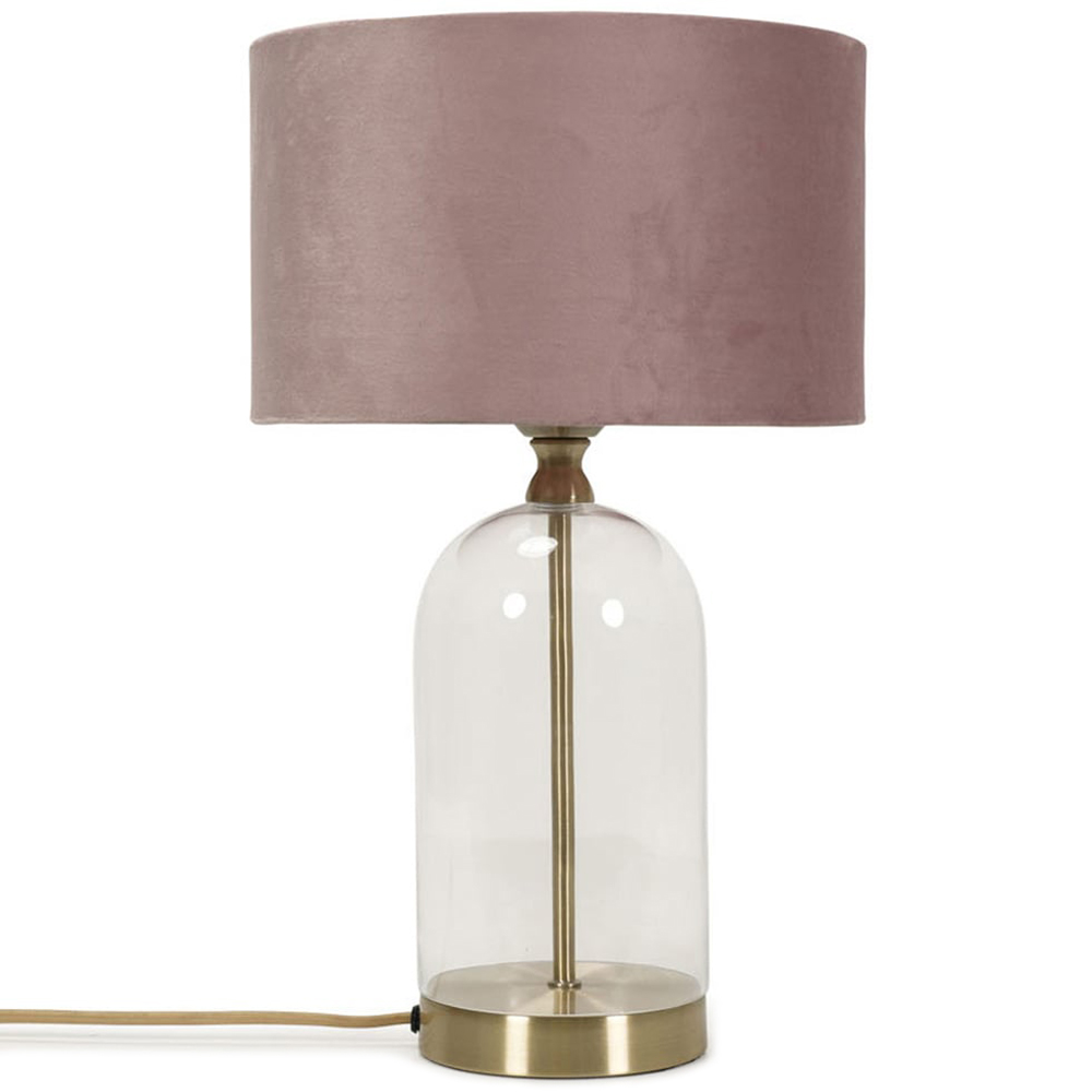 ValueLights Jessy Gold and Blush Pink Velvet Shade Glass LED Table Lamp Image 1