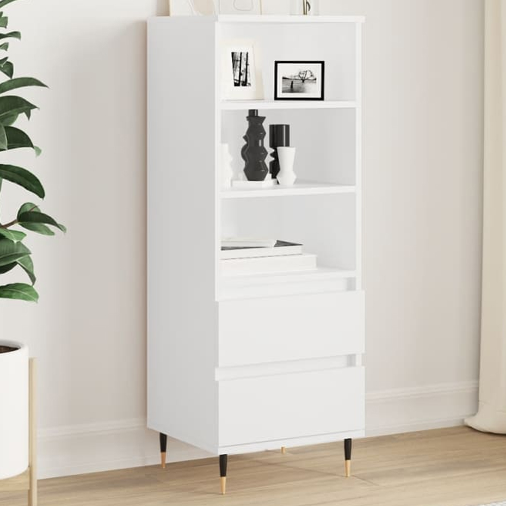 vidaXL 2 Drawer 3 Shelf White Highboard Image 1