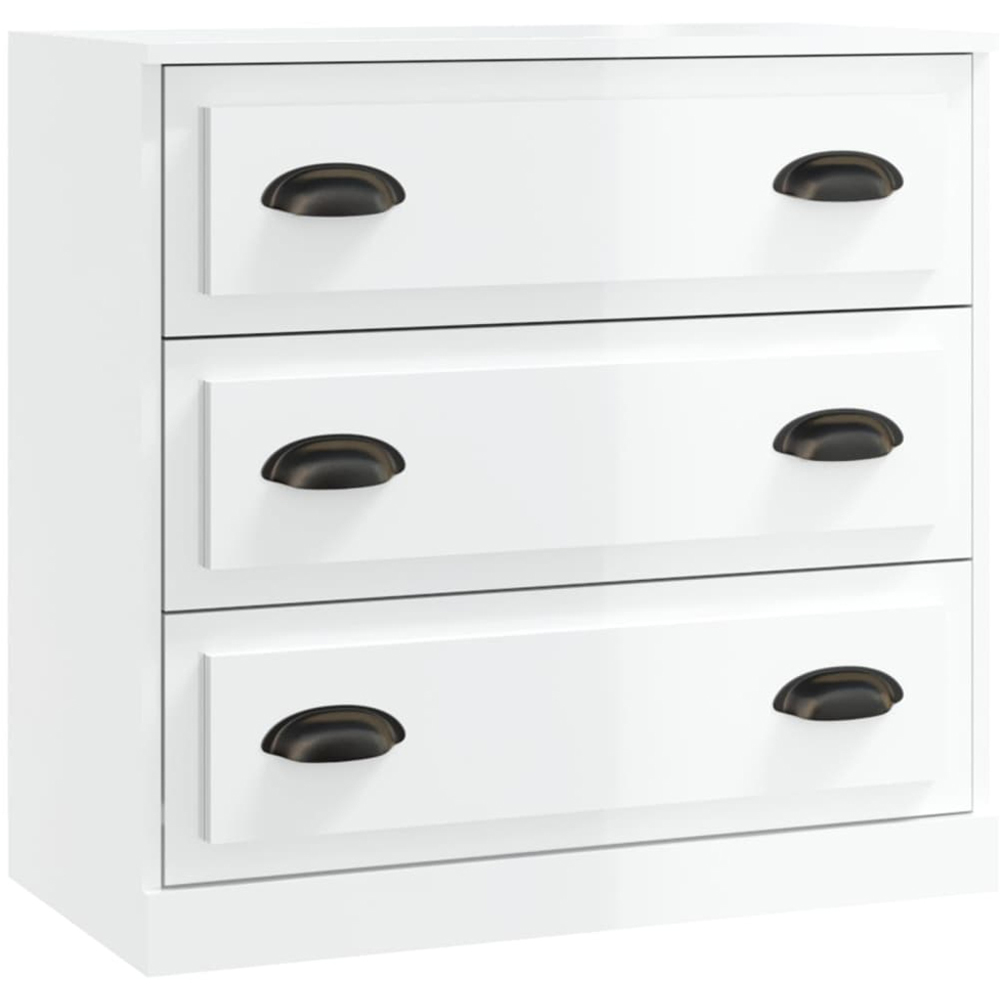 vidaXL 3 Drawer High Gloss White Sideboard Image 2