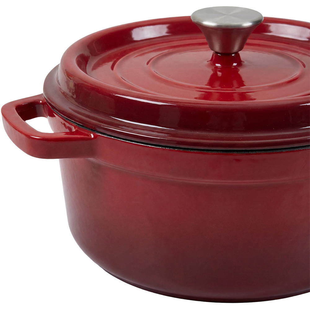 Living and Home Gradient Red Enamelled Cast Iron Dutch Oven Pot 5L Image 4