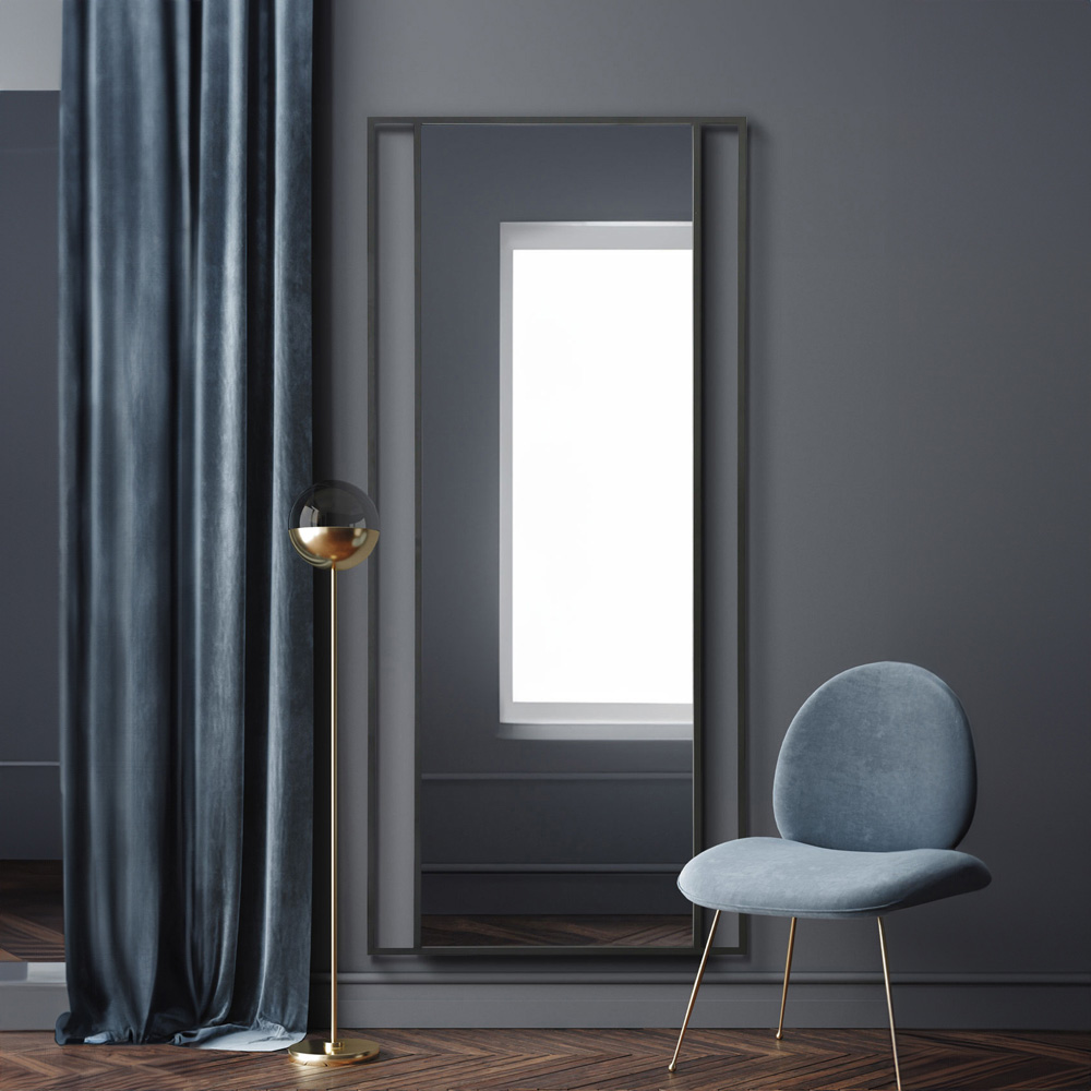 The Fenestra Black Metal Leaner Wall Mirror 200 x 90cm Image 2