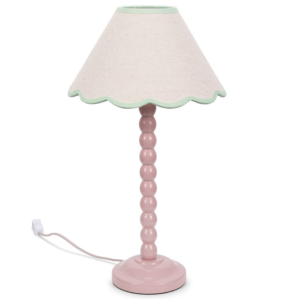 ValueLights Bobbins Green Scallop Shade Rose Pink LED Floor Lamp Image 1