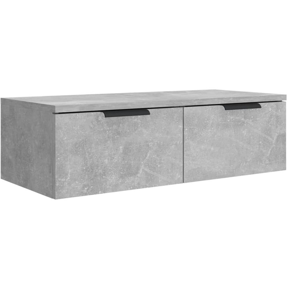 vidaXL 2 Drawer Concrete Grey Wall Mounted Cabinet Image 2