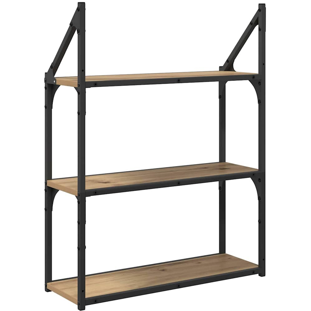 vidaXL 60cm 3 Shelf Artisan Oak Wall Shelf Image 6
