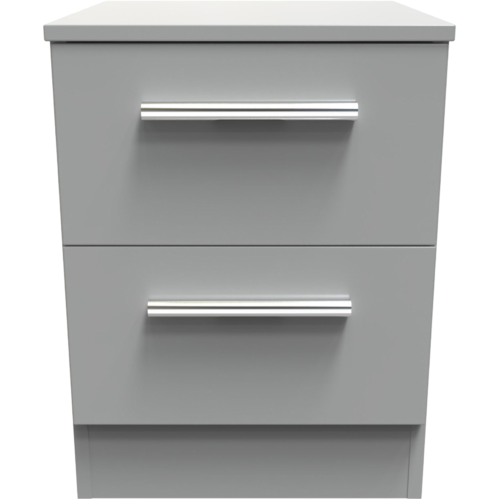 Crowndale Contrast 2 Drawer Dusk Grey Compact Bedside Cabinet Ready Assembled Image 2